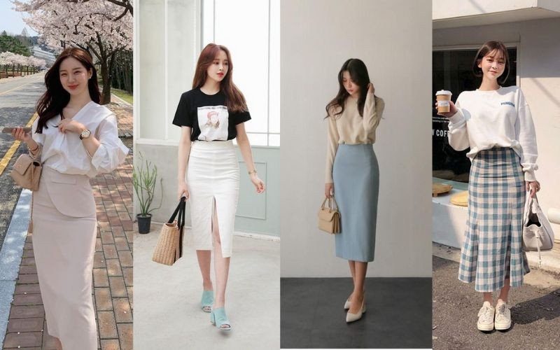 Gợi ý trang phục họp lớp U30: Áo phông oversize màu hồng pastel và chân váy họa tiết