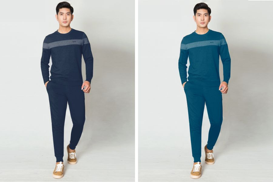 Set nỉ nam trung niên bo gấu, có điểm nhấn đường viền